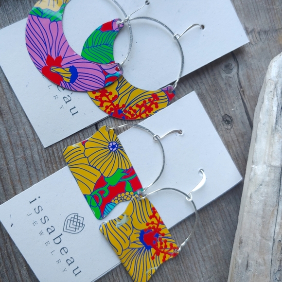 SOLD Upcycled LUSH Bathbomb Tin Earrings - Picture 5 of 9